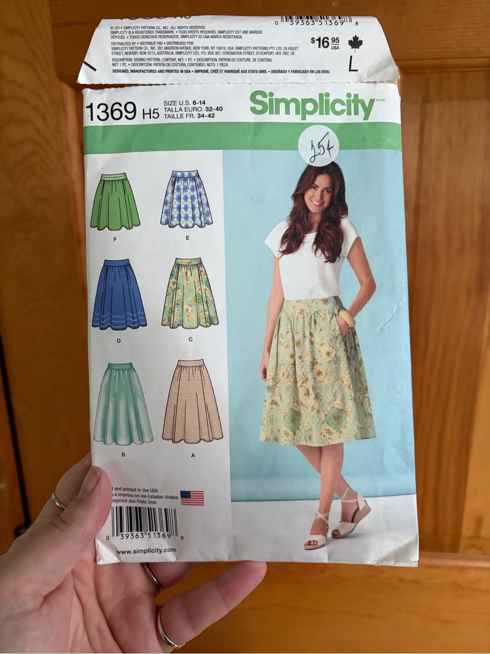 Simplicity 1369 skirt pattern sz 6-14